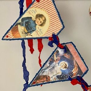 4th of July Americana Handmade Vintage Style Banner by Etsy Shop “TheNestinSLT”.